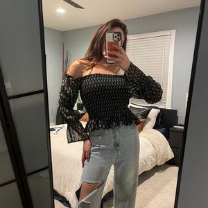 Elastic off the shoulder boho top